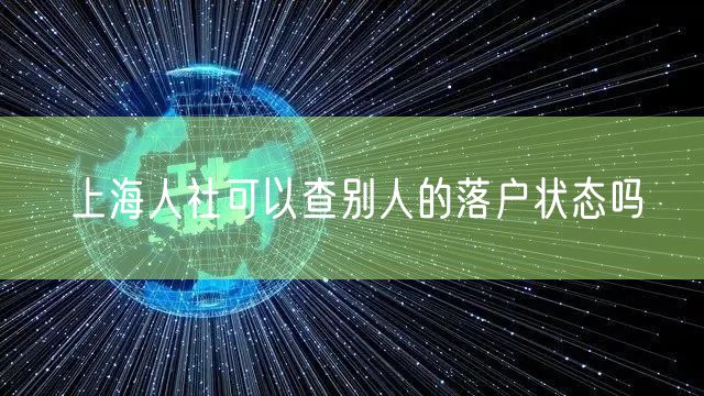 上海人社可以查别人的落户状态吗