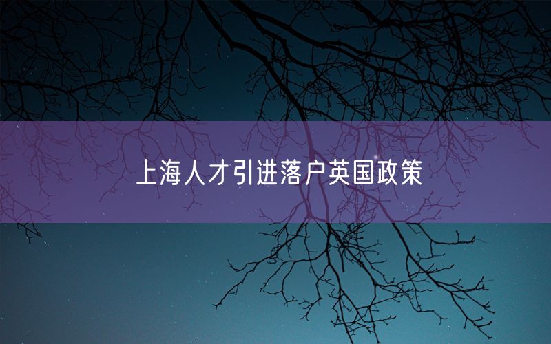 上海人才引进落户英国政策