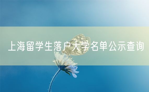 上海留学生落户大学名单公示查询