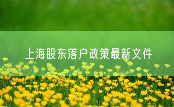 上海股东落户政策最新文件