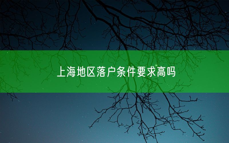 上海地区落户条件要求高吗