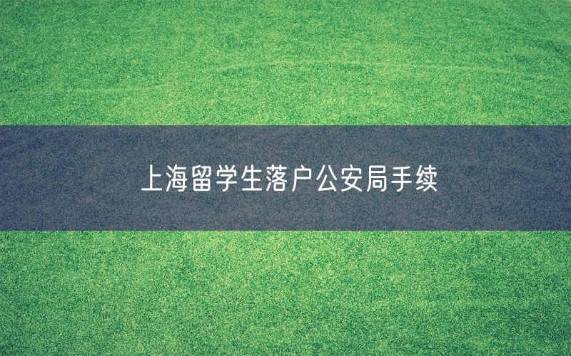 上海留学生落户公安局手续