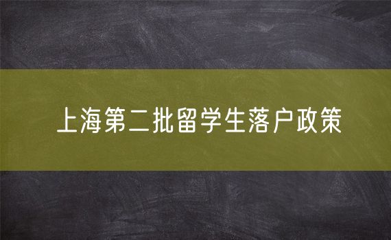 上海第二批留学生落户政策