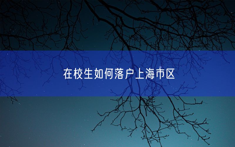 在校生如何落户上海市区