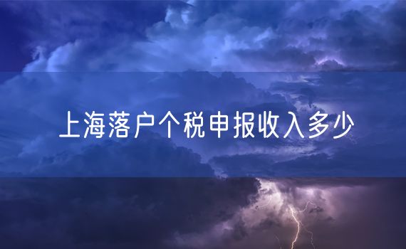 上海落户个税申报收入多少