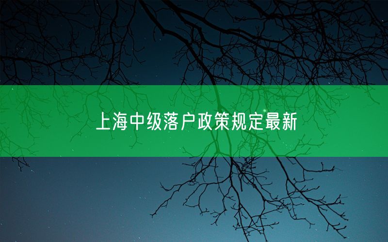 上海中级落户政策规定最新