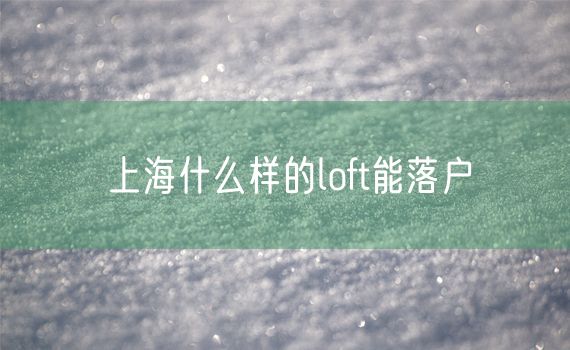 上海什么样的loft能落户