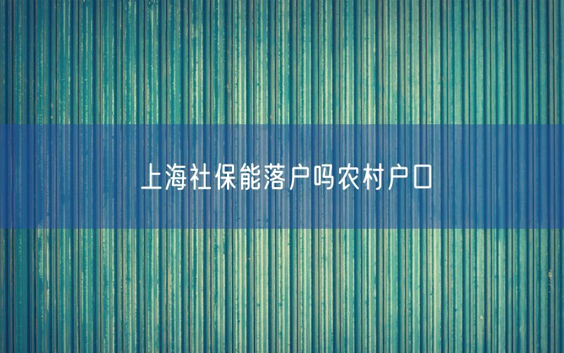 上海社保能落户吗农村户口