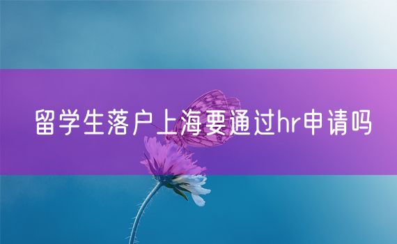 留学生落户上海要通过hr申请吗