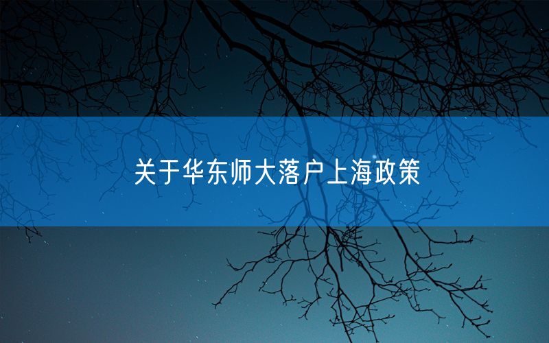 关于华东师大落户上海政策