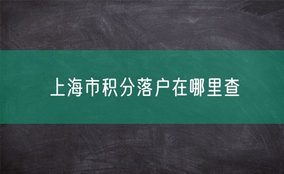 上海市积分落户在哪里查