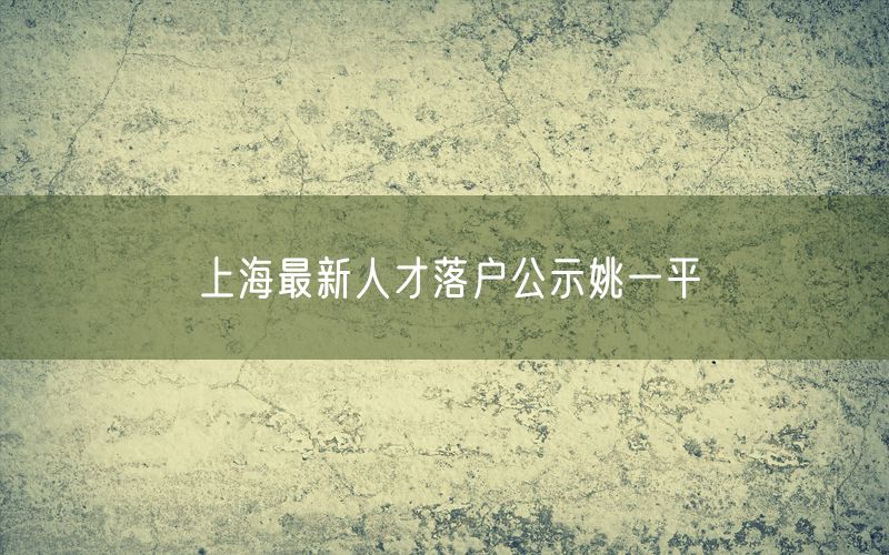 上海最新人才落户公示姚一平