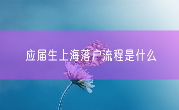 应届生上海落户流程是什么