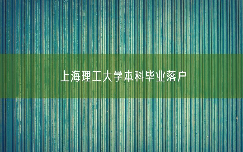 上海理工大学本科毕业落户