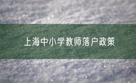 上海中小学教师落户政策