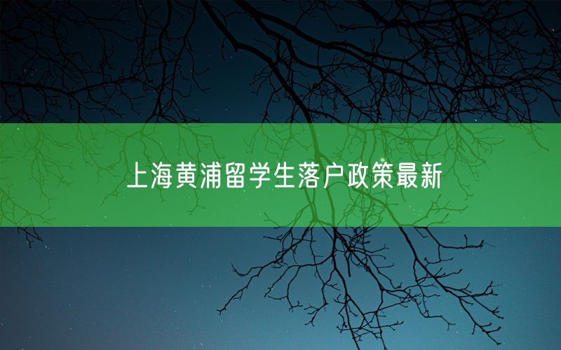 上海黄浦留学生落户政策最新