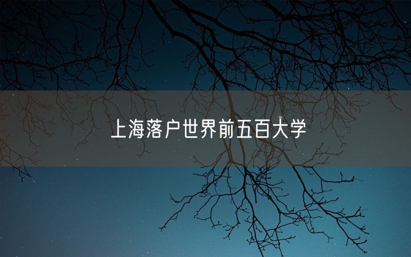 上海落户世界前五百大学