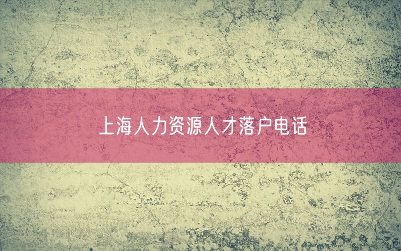 上海人力资源人才落户电话