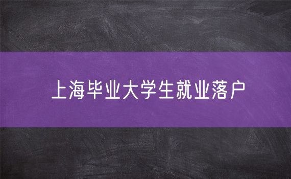 上海毕业大学生就业落户