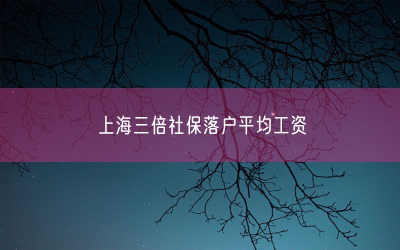 上海三倍社保落户平均工资