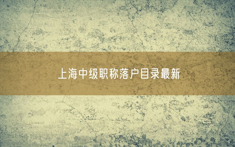 上海中级职称落户目录最新