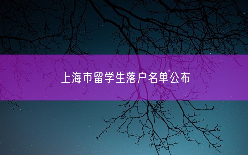 上海市留学生落户名单公布