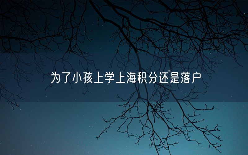 为了小孩上学上海积分还是落户