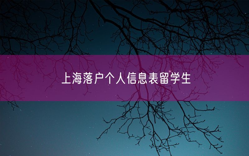 上海落户个人信息表留学生