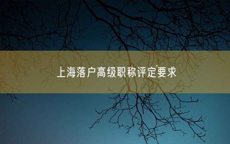 上海落户高级职称评定要求