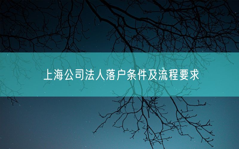 上海公司法人落户条件及流程要求