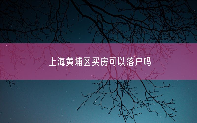 上海黄埔区买房可以落户吗