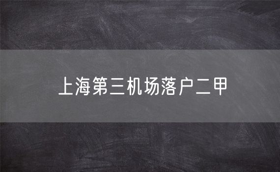 上海第三机场落户二甲