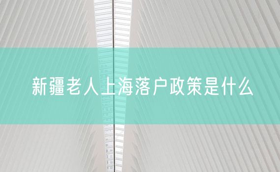 新疆老人上海落户政策是什么