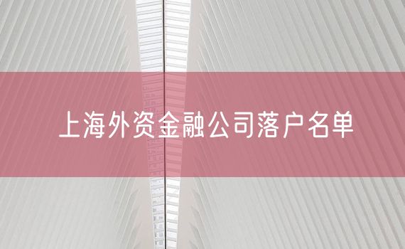 上海外资金融公司落户名单