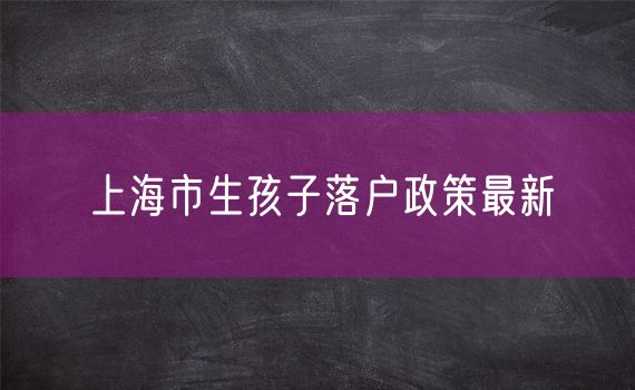 上海市生孩子落户政策最新