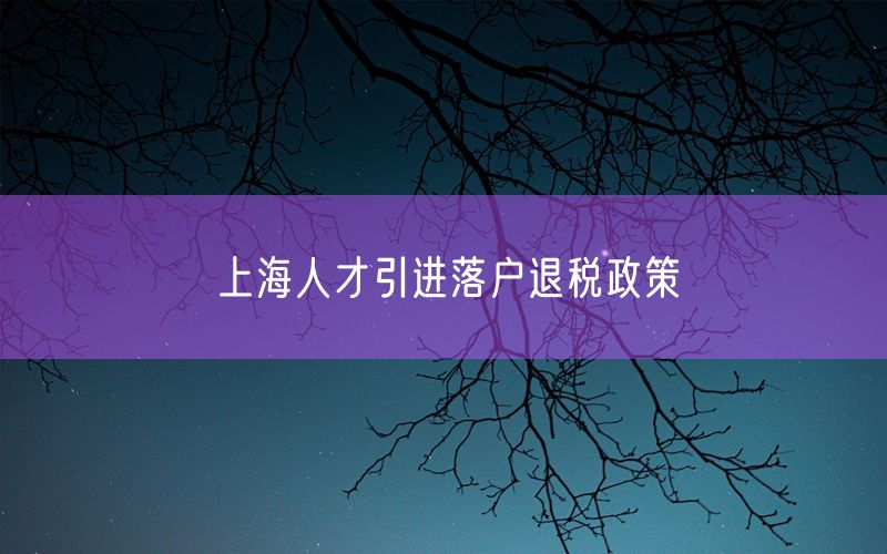 上海人才引进落户退税政策