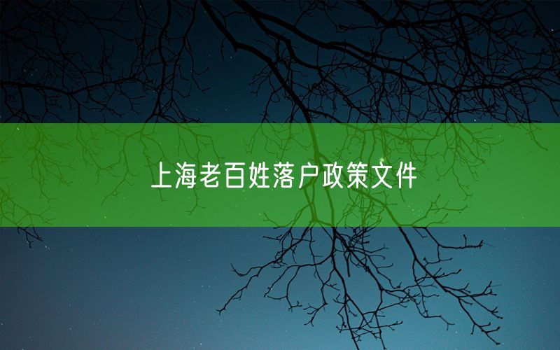 上海老百姓落户政策文件