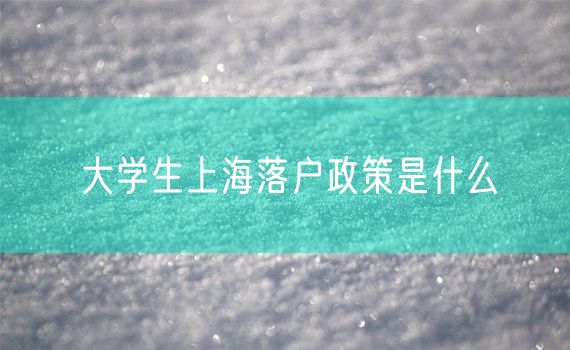 大学生上海落户政策是什么