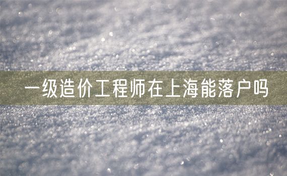 一级造价工程师在上海能落户吗