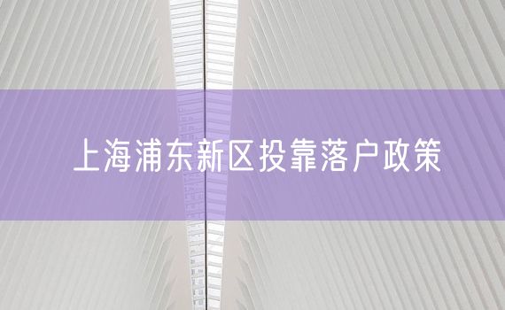 上海浦东新区投靠落户政策