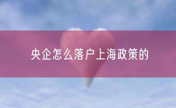 央企怎么落户上海政策的