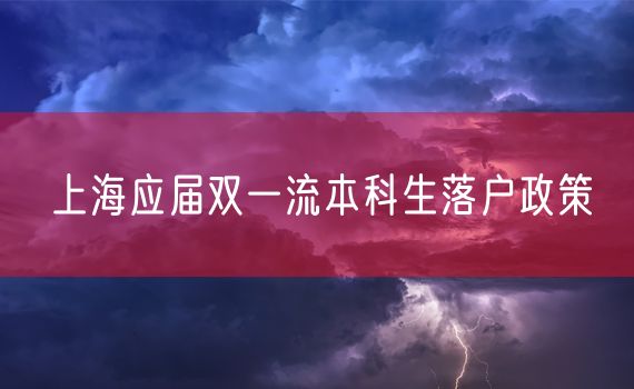 上海应届双一流本科生落户政策