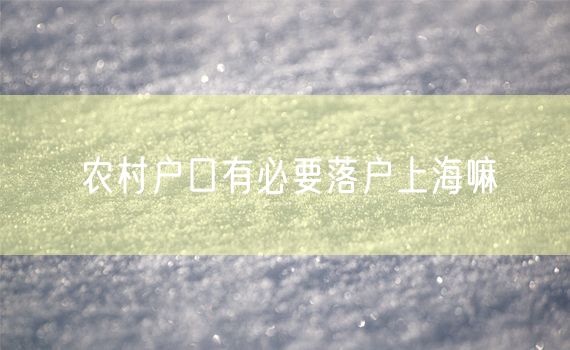 农村户口有必要落户上海嘛