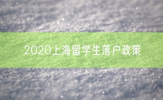 2020上海留学生落户政策