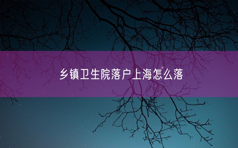 乡镇卫生院落户上海怎么落