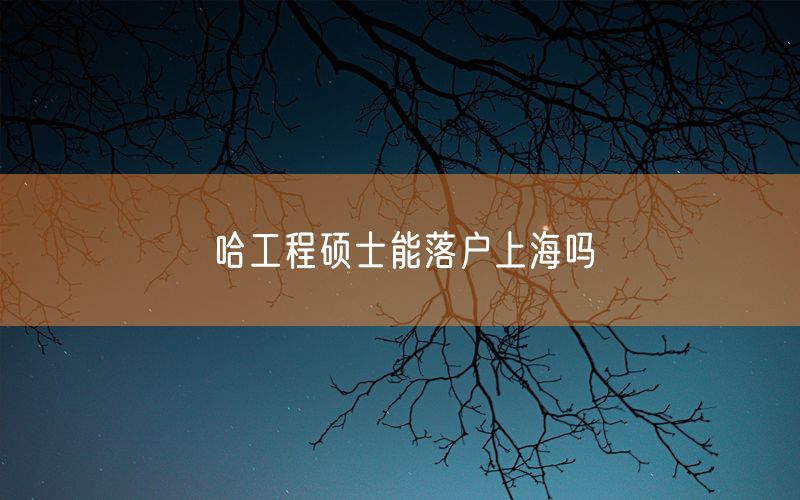 哈工程硕士能落户上海吗