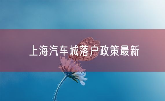 上海汽车城落户政策最新