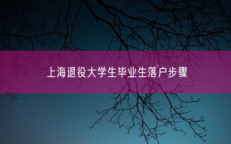 上海退役大学生毕业生落户步骤