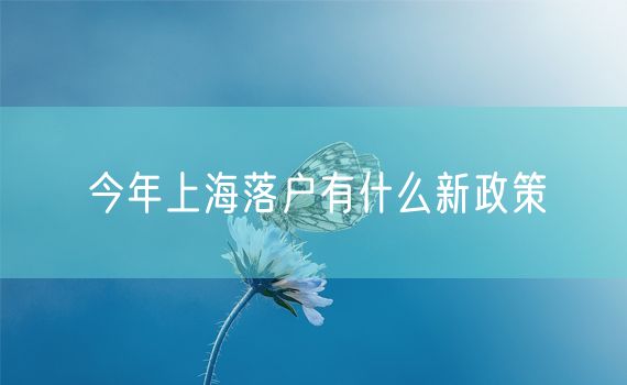 今年上海落户有什么新政策