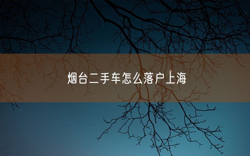 烟台二手车怎么落户上海